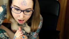 weird russian tattooed pierced cam-bitch