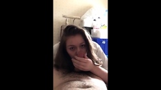 Blonde girl sucks dick and loves cum