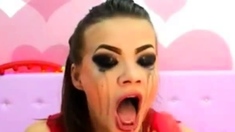 Cam Girl Face Fucks And Gags Her Self Hard