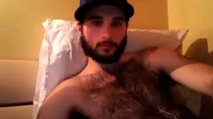 Hairy chest covered in cum