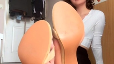 Cute teen girl enjoys foot fetish