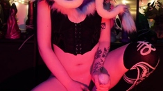 Stacked brunette goes solo toys and masturbation