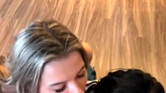 Real amateur blonde gives a hot POV blowjob on the train