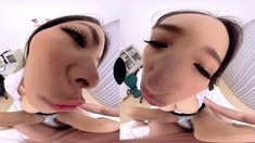 Amateur Japanese babe takes POV cock