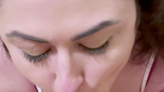 Mature brunette amateur giving a great POV blowjob