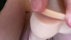 Close up masturbation with big cumshot