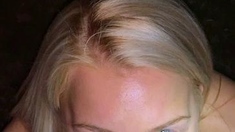Real amateur blonde gives a hot POV blowjob on the train