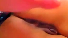 Latina with big tits masturbates on cam