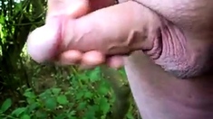 Outdoor Wanking and Cumming with Uncut Cock