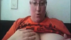 BBW With Huge Natural Tits Plays On Webcam
