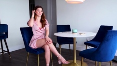 Gorgeous Redhead Teen With Shaved Cunt Masturbates
