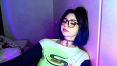 Neon Purple Babe Teasing And Posing In Lingerie