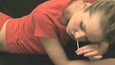 Young Hottie Britney Shows Off Her Sexy Body While Licking A Lolly Pop