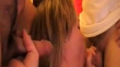 Sexy Blonde Beauty Shares Two Big Dicks