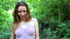 Teen makes outdoor fingering